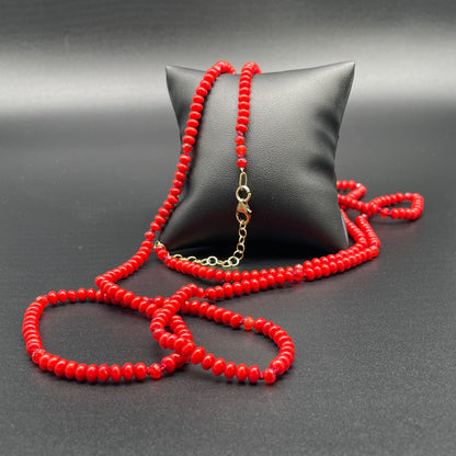 Collana Lunga Corallo Bamboo Rosso e Agata Orange