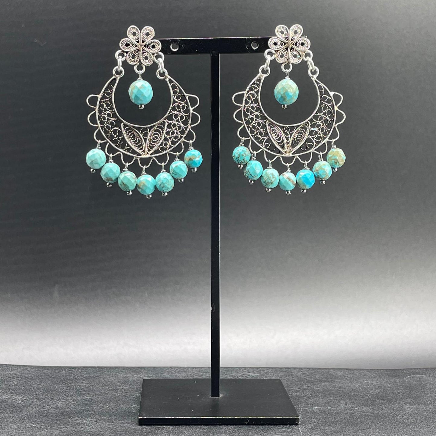 Orecchini Filigrana d’Argento e Aulite Turchese