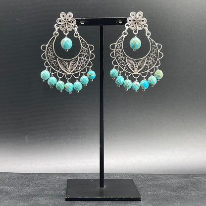 Orecchini Filigrana d’Argento e Aulite Turchese