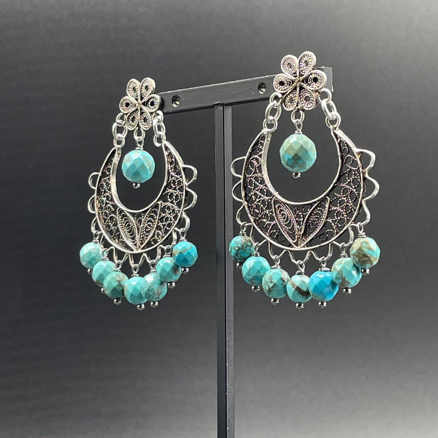 Orecchini Filigrana d’Argento e Aulite Turchese