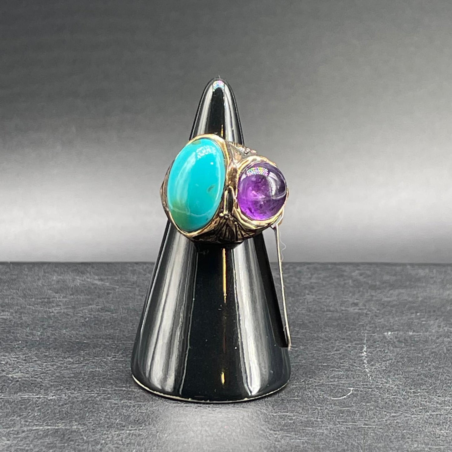 Anello Ametista e Turchese Cabochon