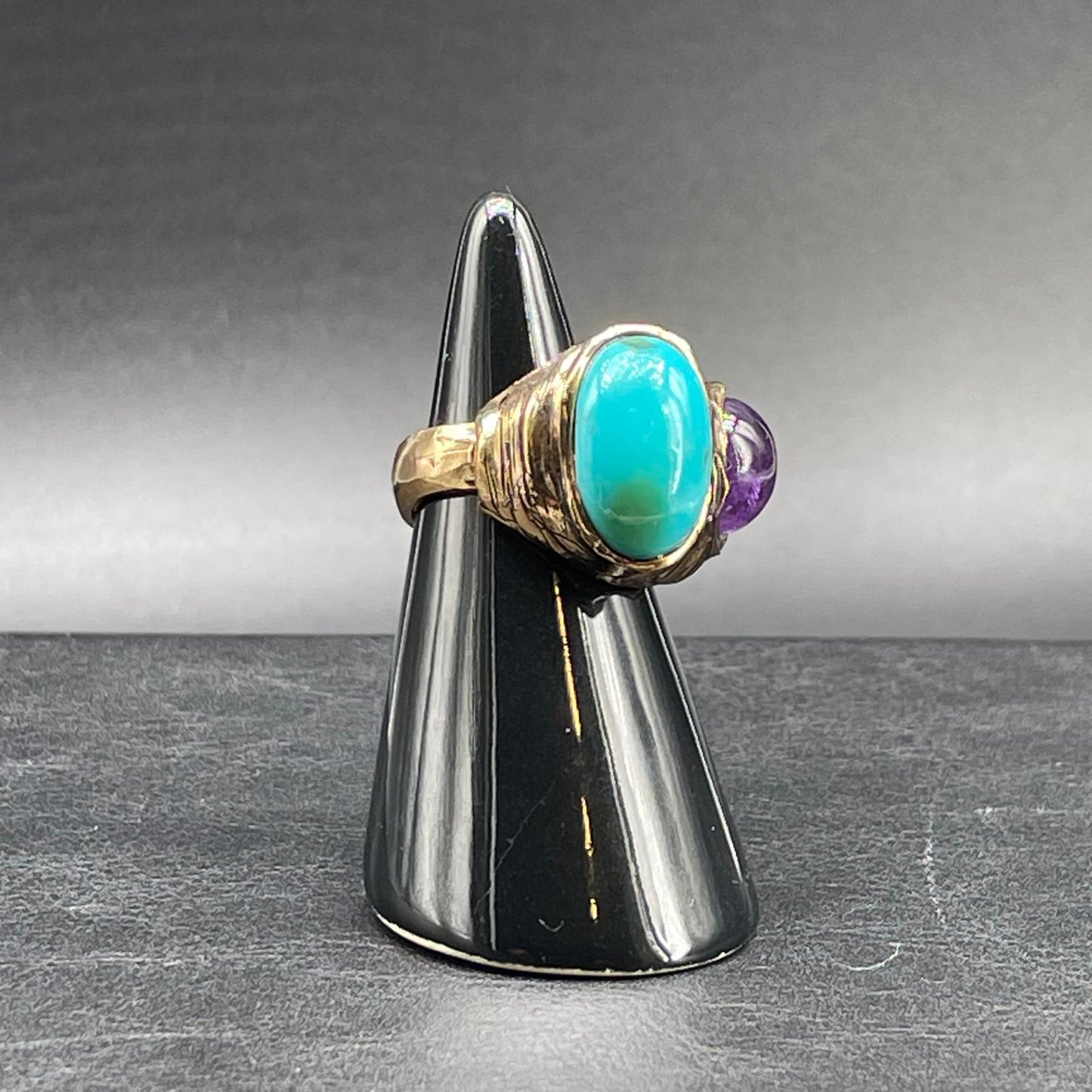 Anello Ametista e Turchese Cabochon