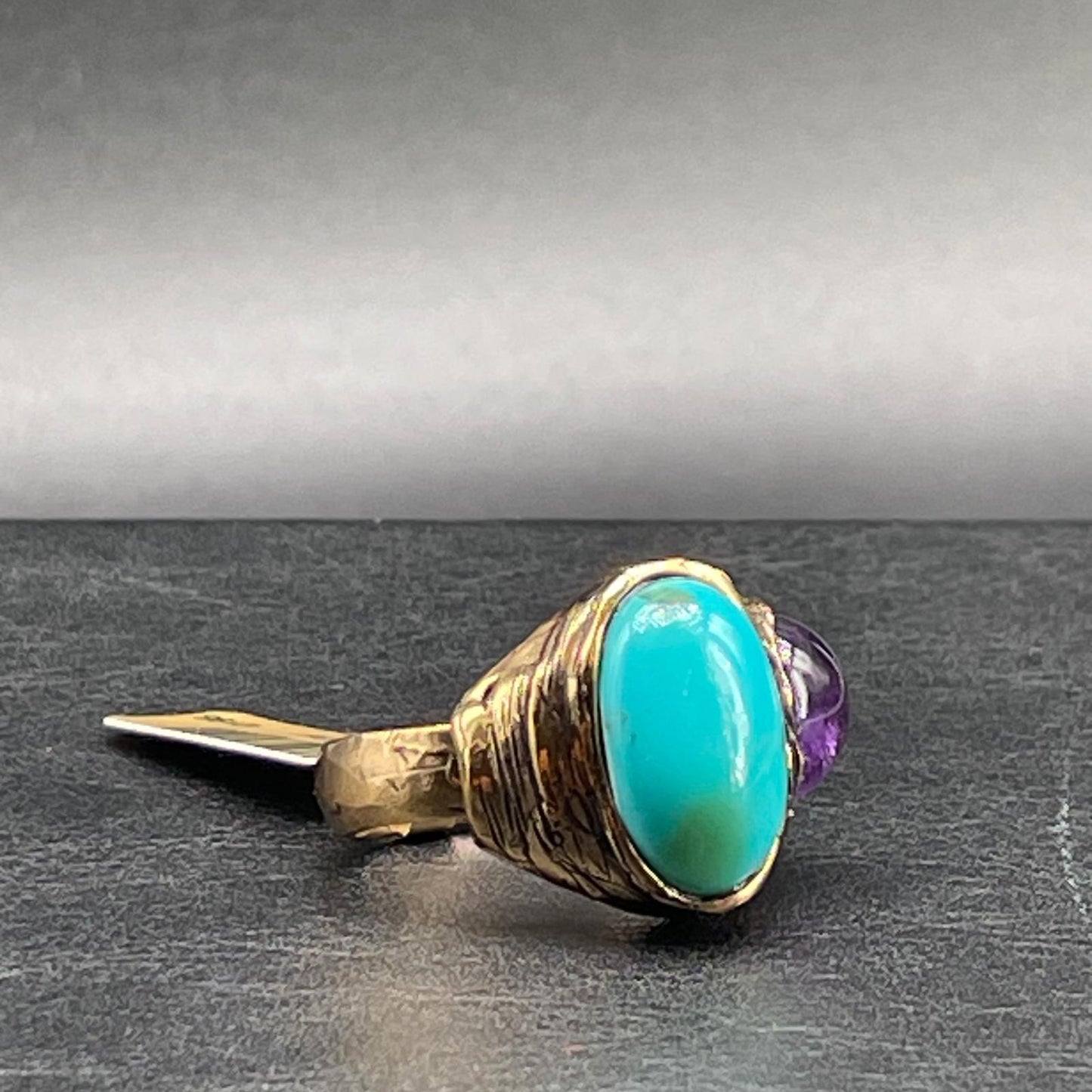 Anello Ametista e Turchese Cabochon