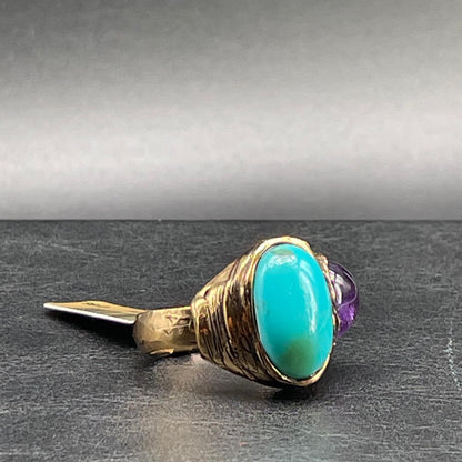 Anello Ametista e Turchese Cabochon
