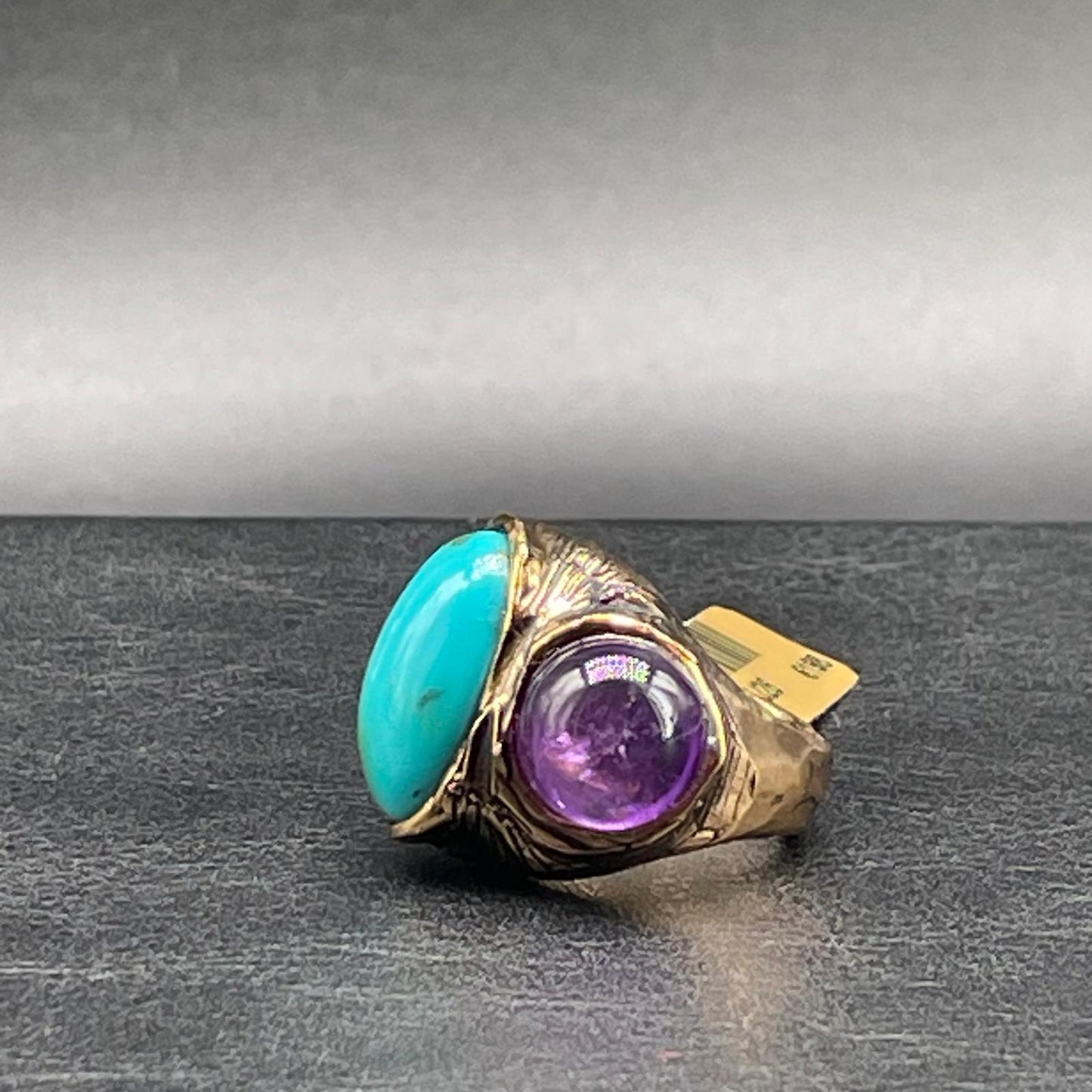 Anello Ametista e Turchese Cabochon