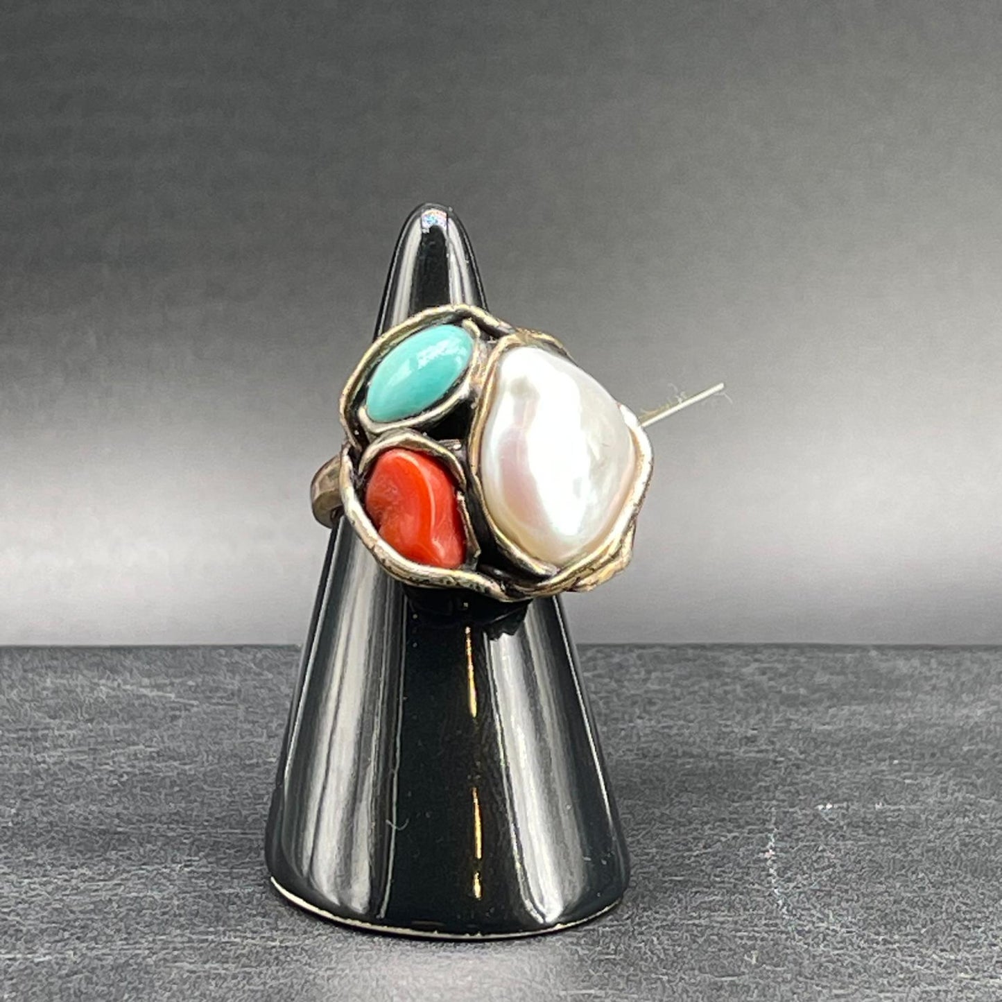 Anello Corallo, Turchese e Perla Scaramazza