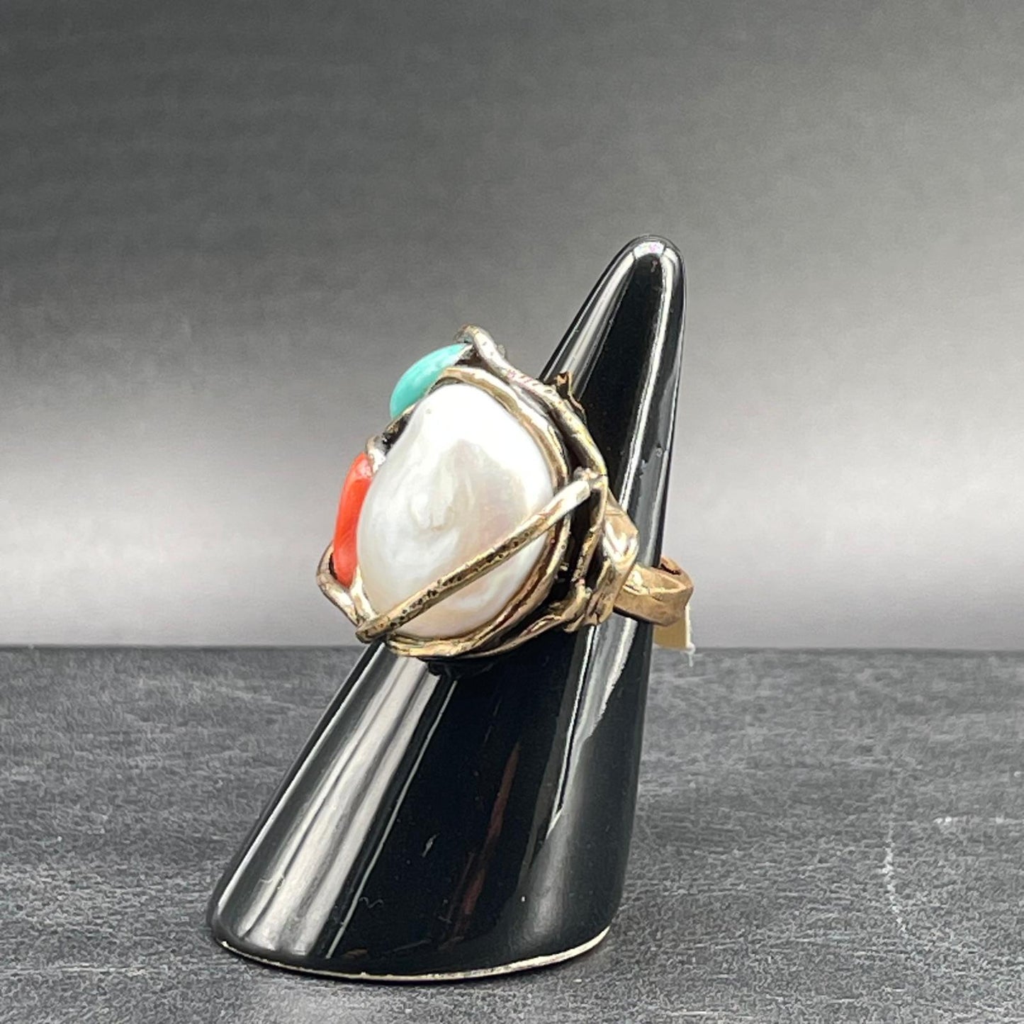 Anello Corallo, Turchese e Perla Scaramazza