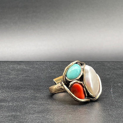 Anello Corallo, Turchese e Perla Scaramazza