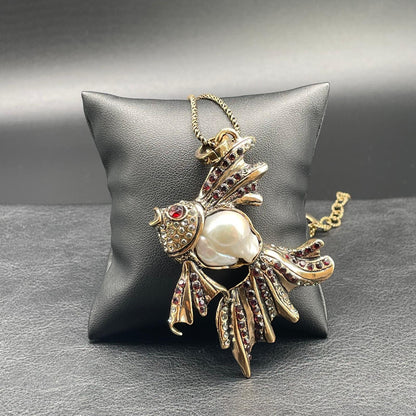 Collana Pesce con Perla Scaramazza e Granato