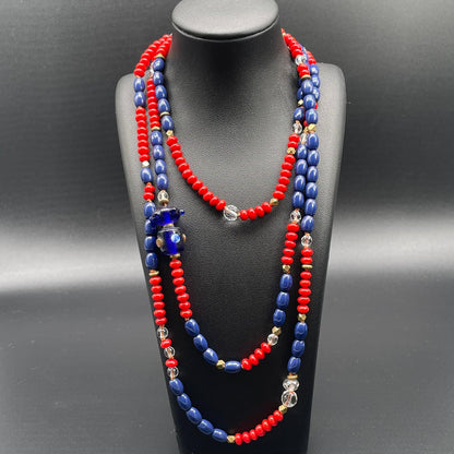 Collana Lunga Corallo Bamboo e Vetro di Murano