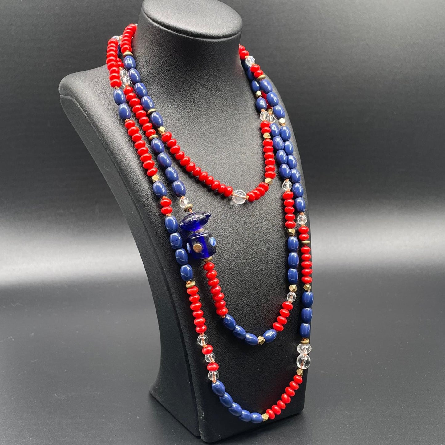 Collana Lunga Corallo Bamboo e Vetro di Murano