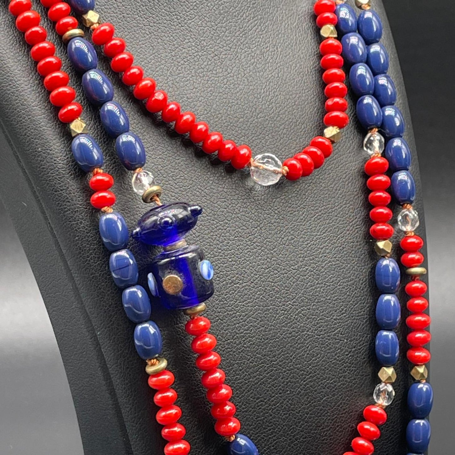 Collana Lunga Corallo Bamboo e Vetro di Murano