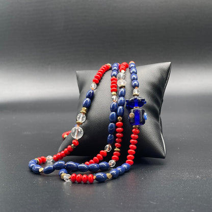 Collana Lunga Corallo Bamboo e Vetro di Murano