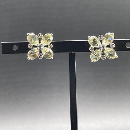 Orecchini Fiore in Argento con Quarzi e Marcassiti
