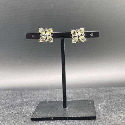 Orecchini Fiore in Argento con Quarzi e Marcassiti