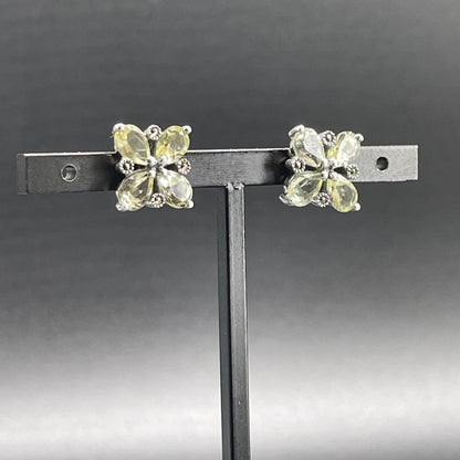 Orecchini Fiore in Argento con Quarzi e Marcassiti