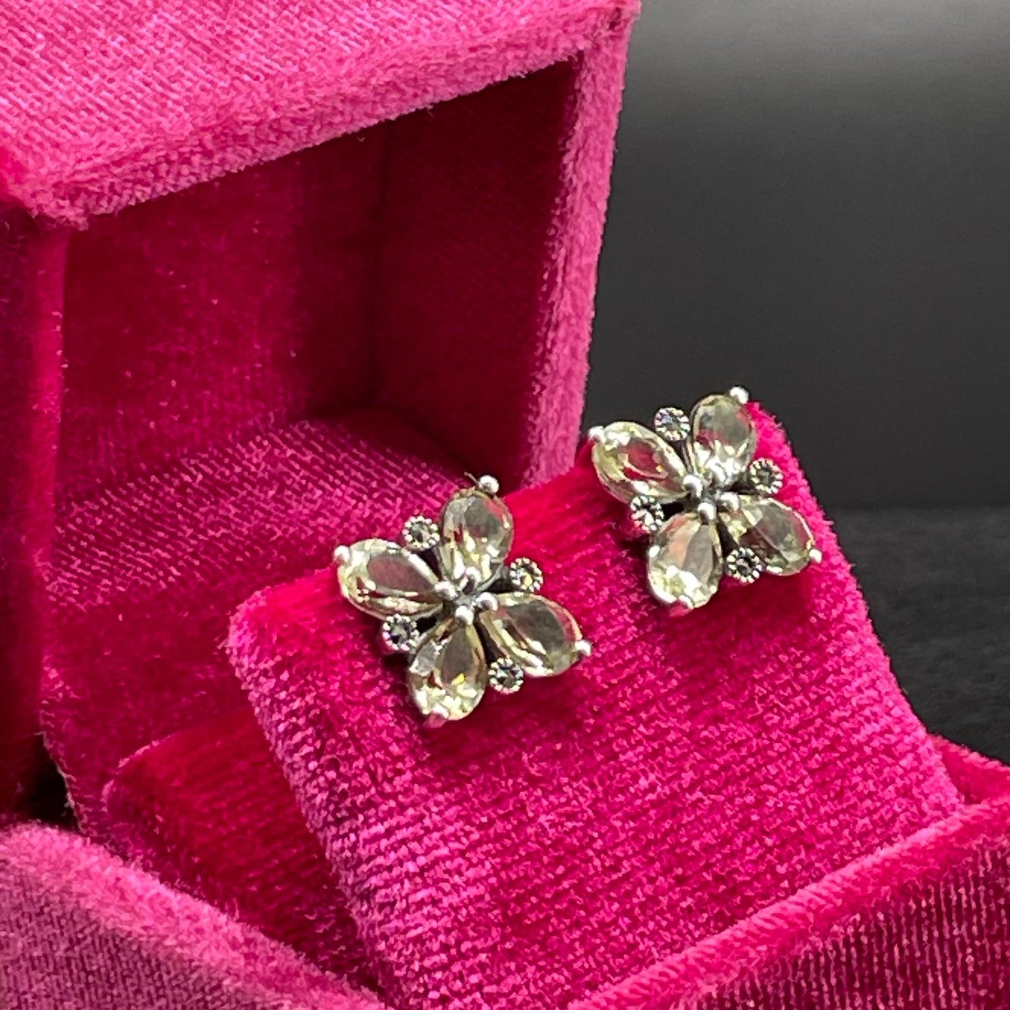 Orecchini Fiore in Argento con Quarzi e Marcassiti