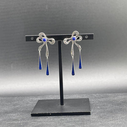 Orecchini Fiocco in Argento con Lapislazzuli e Smalti Blu