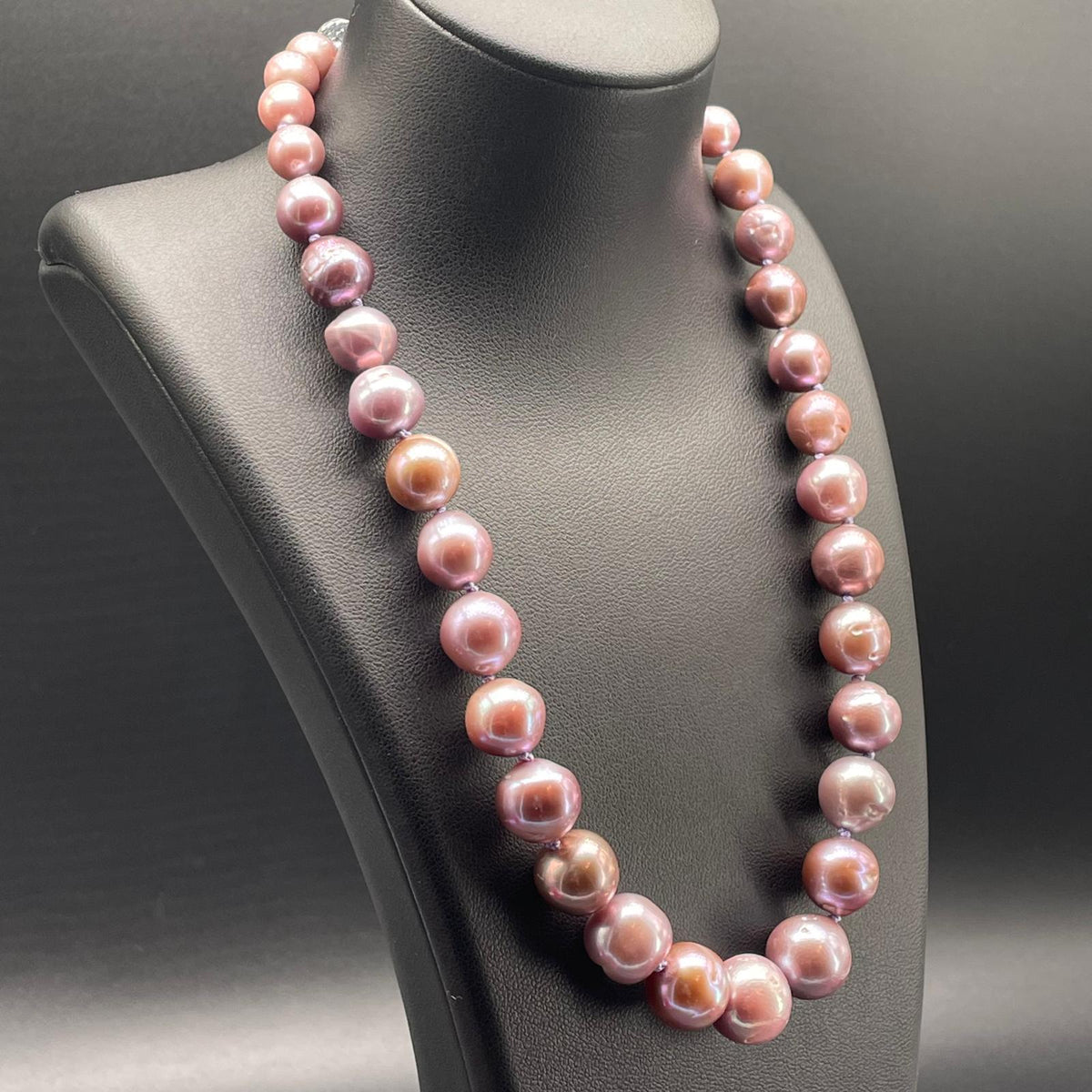 Collana di Perle Barocche Malva e Cristallo di Rocca
