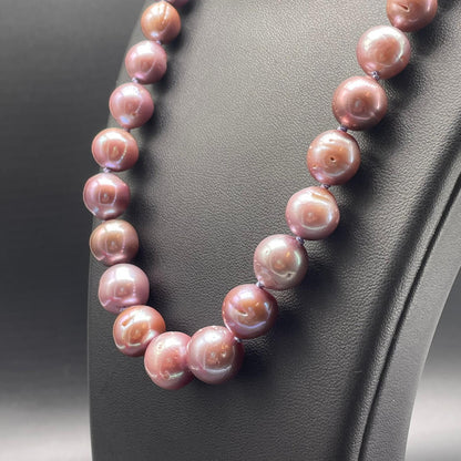 Collana di Perle Barocche Malva e Cristallo di Rocca