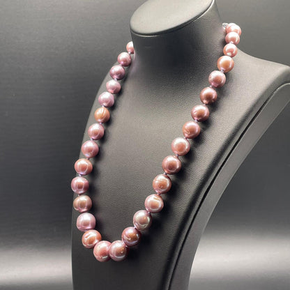 Collana di Perle Barocche Malva e Cristallo di Rocca