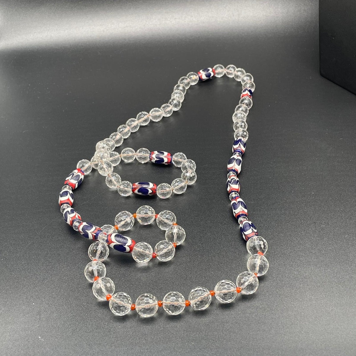 Collana Lunga Cristallo di Rocca e Vetro Veneziano