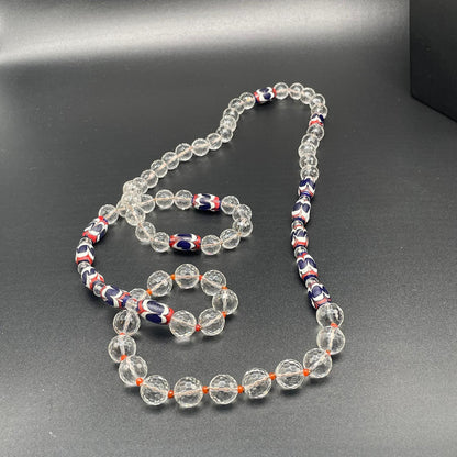 Collana Lunga Cristallo di Rocca e Vetro Veneziano