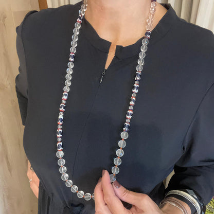 Collana Lunga Cristallo di Rocca e Vetro Veneziano