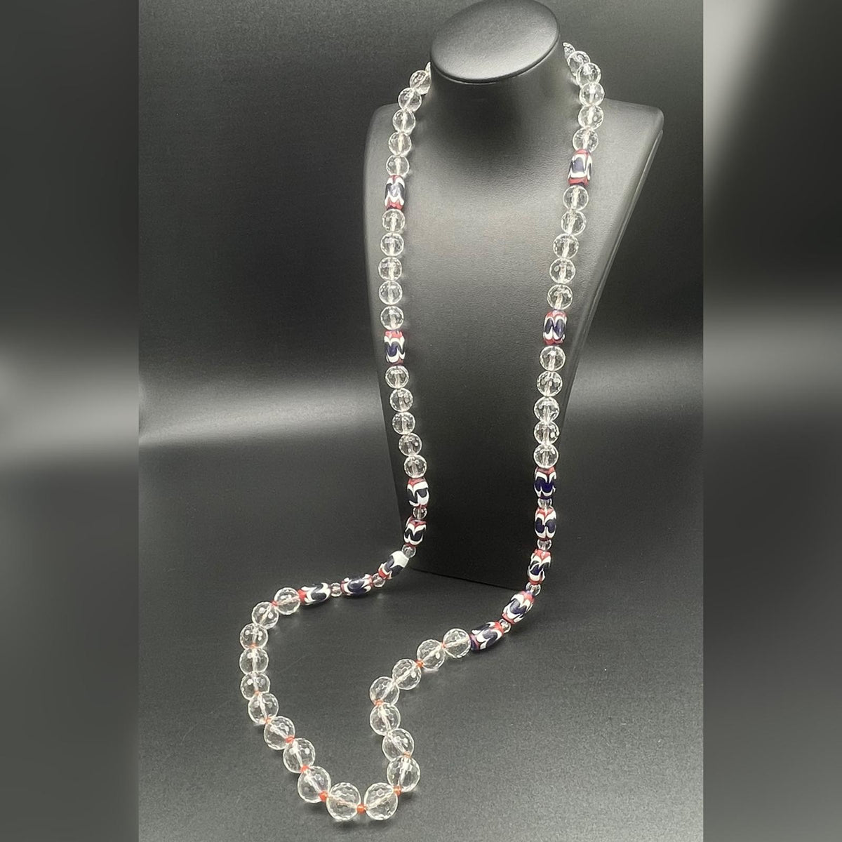 Collana Lunga Cristallo di Rocca e Vetro Veneziano