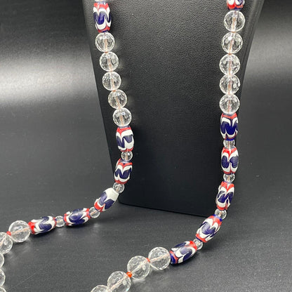 Collana Lunga Cristallo di Rocca e Vetro Veneziano