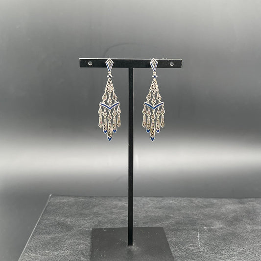 Orecchini Chandelier Blu