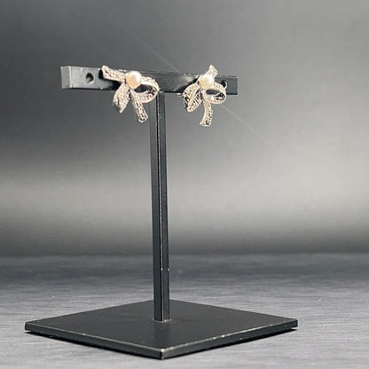 Orecchini Fiocco in Argento con Marcassiti e Perle