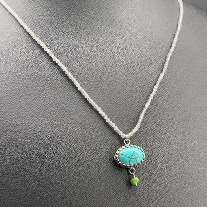 Collana BonBon in labradorite e pendente turchese – foto 2