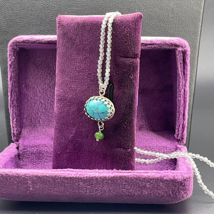 Collana BonBon in labradorite e pendente turchese – foto 4