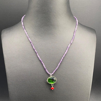 Collana BonBon in ametista e pietra verde, foto 1