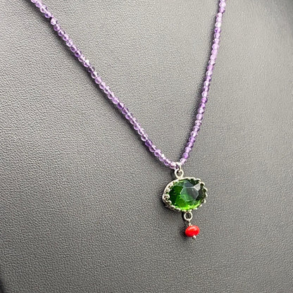 Collana BonBon in ametista e pietra verde, foto 3