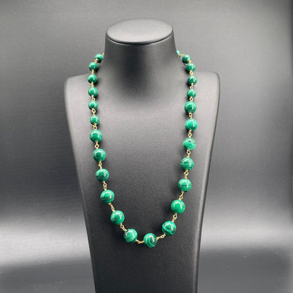 Collana a rosario in malachite a scalare 43 cm, vista frontale