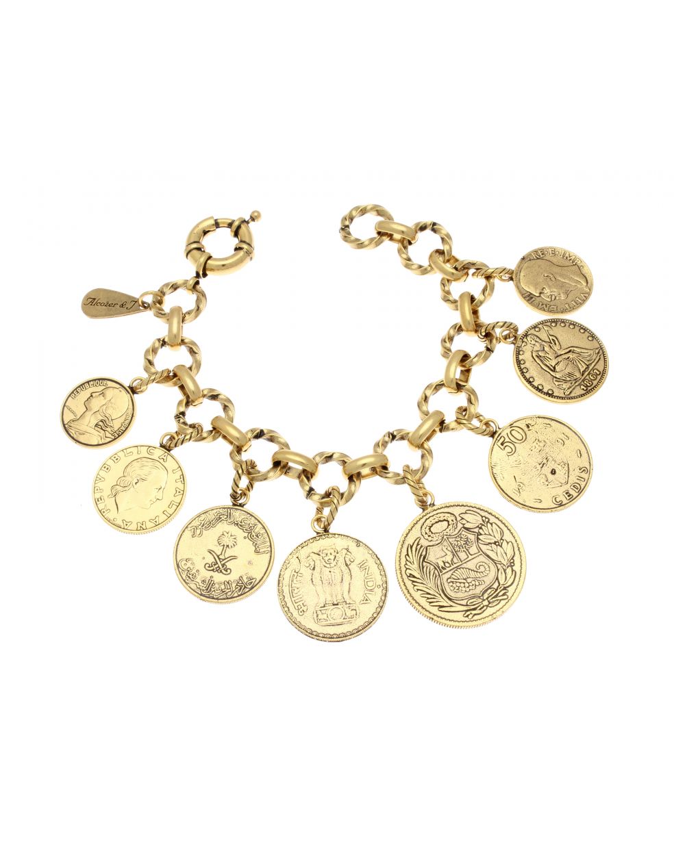 Bracciale 1.000 Monete - Bracciale Artigianale in Ottone Dorato con Monete Fuori Corso
