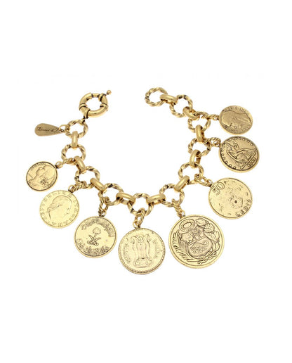 Bracciale 1.000 Monete - Bracciale Artigianale in Ottone Dorato con Monete Fuori Corso