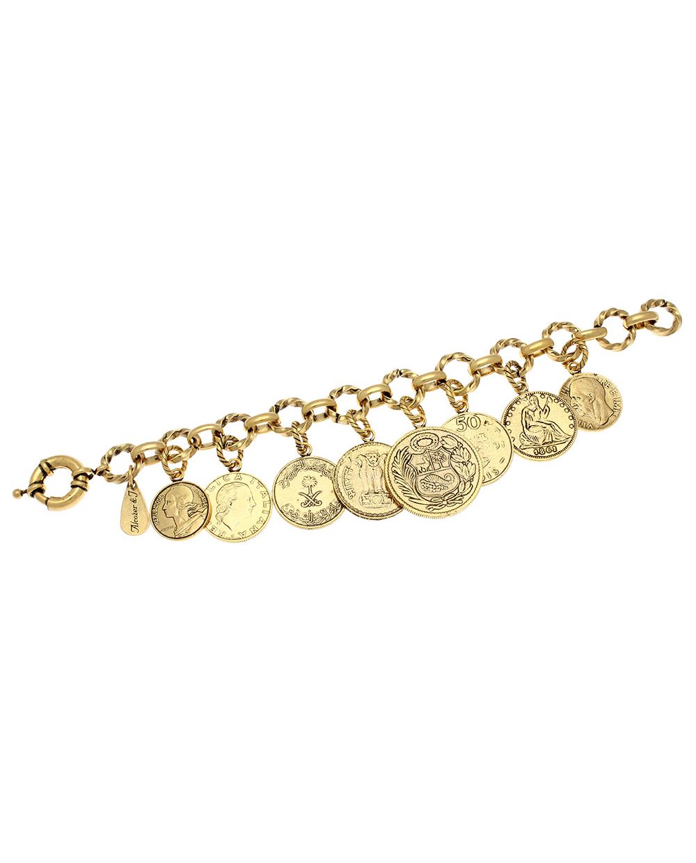 Bracciale 1.000 Monete - Bracciale Artigianale in Ottone Dorato con Monete Fuori Corso